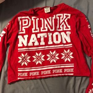 A festive PINK cropped long sleeve